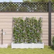 vidaXL Vaso de Jardim 3 pcs Branco Aço