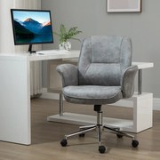 Cadeira de Escritório Ergonômica Giratória com Altura Ajustável Apoio para os Braços e Encosto Acolchoado 67x69x92-102cm Cinza