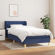 vidaXL Cama com molas/colchão 90x190 cm tecido azul