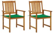 vidaXL Cadeiras de jardim com almofadões 2 pcs acácia maciça