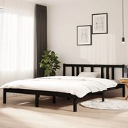 Estrutura de cama king 150x200 cm madeira maciça preto