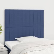 vidaXL Cabeceira de cama 2 pcs tecido 90x5x78/88 cm azul