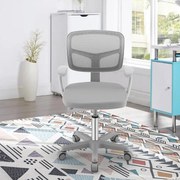 Cadeira Secretária para Crianças Ergonómica com Rodas Cadeira Giratória Altura Ajustável Apoio Lombar Cinza
