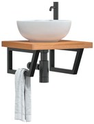 vidaXL Prateleira de parede p/ lavatório aço/madeira de faia maciça