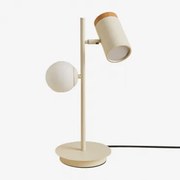 Lâmpada De Mesa Direccionável Com 2 Pontos De Luz Em Ferro Amaranto Tapioca Bege - Sklum