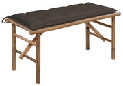 vidaXL Banco de jardim dobrável com almofadão 118 cm bambu