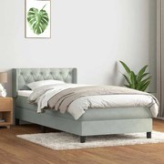 vidaXL Cama com molas/colchão cinzento-claro 80x210 cm veludo