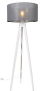 Candeeiro de pé moderno tripé branco com cúpula cinzenta 50 cm - Tripod Classic Moderno