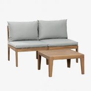 Conjunto De Jardim Com Sofá Modular De 2 Peças E Mesa De Centro Em Madeira De Acácia Filips Cinza Claro - Sklum