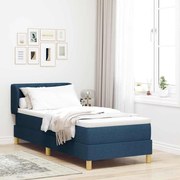 vidaXL Cama Box com colchão com cabeceira Azul 80 x 200 cm tecido