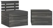 2 pcs conj. lounge de paletes jardim pinho maciço cinza-escuro
