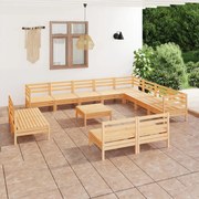 13 pcs conjunto lounge de jardim pinho maciço