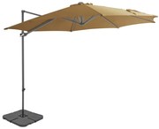 Guarda-sol de jardim com base portátil cinzento-acastanhado