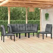 vidaXL 5 pcs conjunto lounge de jardim vime PE preto/cinzento