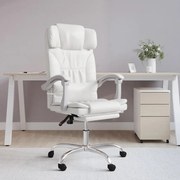 vidaXL Cadeira de escritório reclinável couro artificial branco