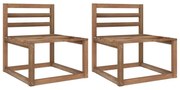 Sofás de centro paletes p/ jardim 2 pcs pinho impreg. castanho