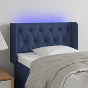 vidaXL Cabeceira de cama c/ luzes LED tecido 83x16x78/88 cm azul