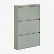 Sapateira De Aço Logan Verde Cáqui & 3 Portas - Sklum