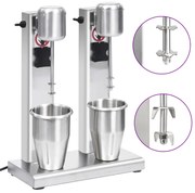 vidaXL Misturador para batidos com copos duplos aço inoxidável 2 L