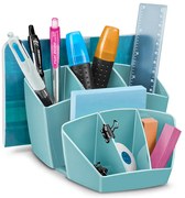 Organizador de Secretária Cep Riviera Plástico 8 Departamentos Cor Verde Agua 143x158x93 mm