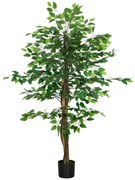 HOMCOM Planta Figueira Artificial com Tronco Realista 150 cm  Vaso e 882 Folhas Decoração para Casa Verde
