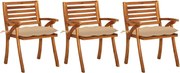 vidaXL Cadeiras de jantar jardim c/ almofadões 3 pcs madeira acácia