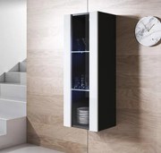 Vitrine Alta Cádiz – 40x128 cm – Preto e Branco com LED Azul