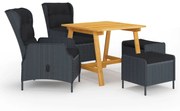 5 pcs conjunto de jantar para jardim cinzento-escuro
