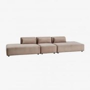 Sofá-chaise Duplo Modular De 3 Peças Fogler Bombazina Camelo Castanho - Sklum