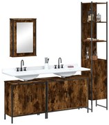 vidaXL 4pcs conjunto de móveis WC derivados de madeira carvalho fumado