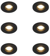 Conjunto de 6 focos embutidos modernos para casa de banho pretos - Shed