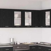 vidaXL Armário de Vidro Suspenso em Carvalho Preto da 80x31x60 cm, feito de madeira de engenharia