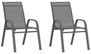 vidaXL Cadeiras de jardim empilháveis 2 pcs textilene cinzento