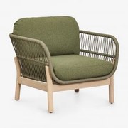 Poltrona De Jardim Em Madeira De Acácia E Corda Trançada Karvia Marrom Acácia Claro & Bouclé Verde Sálvia - Sklum