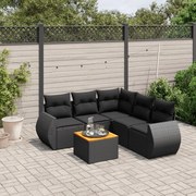 vidaXL 6 pcs conjunto sofás de jardim c/ almofadões vime PE preto