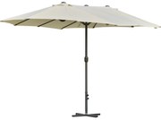 Outsunny Chapéu de Sol Duplo 4,55x2,65x2,38 m Chapéu de Sol de Jardim com Manivela Manual com Proteção Solar UV Creme | Aosom Portugal