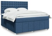 vidaXL Cama com molas/colchão 180x200 cm tecido azul