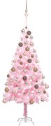 vidaXL Árvore Natal artificial pré-iluminada c/ bolas PVC rosa