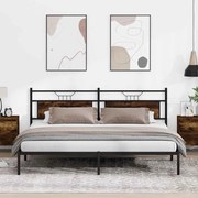 vidaXL Estrutura de cama sem colchão 193x201cm carvalho fumado