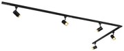 Sistema de calhas de iluminação moderno com 5 focos preto dourado 1-fase - Iconic Jeana