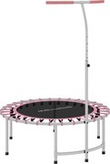 SPORTNOW Trampolim de Fitness Adultos Ø102 cm com Pega Ajustável de 5 Níveis Estrutura em Aço para Treino de Pernas Corpo Rosa | Aosom Portugal