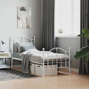 vidaXL Estrutura de cama com cabeceira e pés 75x190 cm metal branco