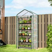 Estufa de jardim em PVC com 5 prateleiras, estufa de varanda, estrutura em aço, porta com fecho de correr, 90 x 49 x 193 cm, transparente