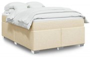 vidaXL Cama com molas/colchão 140x200 cm tecido cor creme