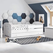 Cama infantil branca LUK estrelas 140x70 com gaveta - colchão e estrado incluído