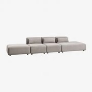 Sofá Modular De 3 Peças Com Chaise Longue Direita E Pufe Fogler Bombazina Toupeira Claro - Sklum