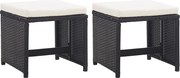 vidaXL Bancos de jardim 2 pcs com almofadões em vime PE preto