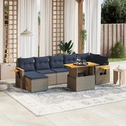 vidaXL 8 pcs conjunto sofás p/ jardim c/ almofadões vime PE cinzento