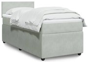 Cama com molas/colchão 100x200 cm veludo cinza-claro