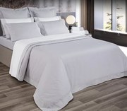 Roupa de cama Bordada - Solari cor cinza: Cinzento 1 capa P/ edredão fecha com fecho / Zip - 260x240 cm (largura  x comprimento )  + 2 fronhas 50x70 cm  fecha com pala interna